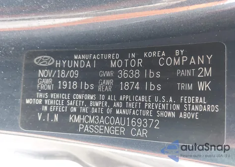 2010 Hyundai Accent Gs из США, поврежденный, VIN KMHCM3AC0AU169372